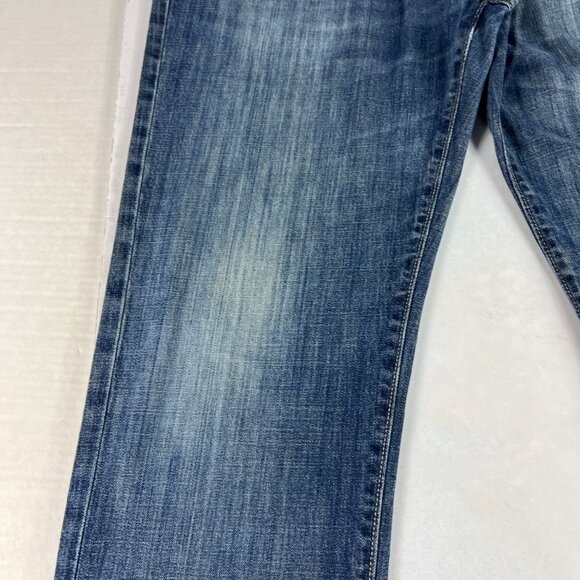 Lucky Brand Jeans Mens 33x31* 221 Straight Blue Faded Distressed Denim Tag 32x32 - Picture 4 of 16